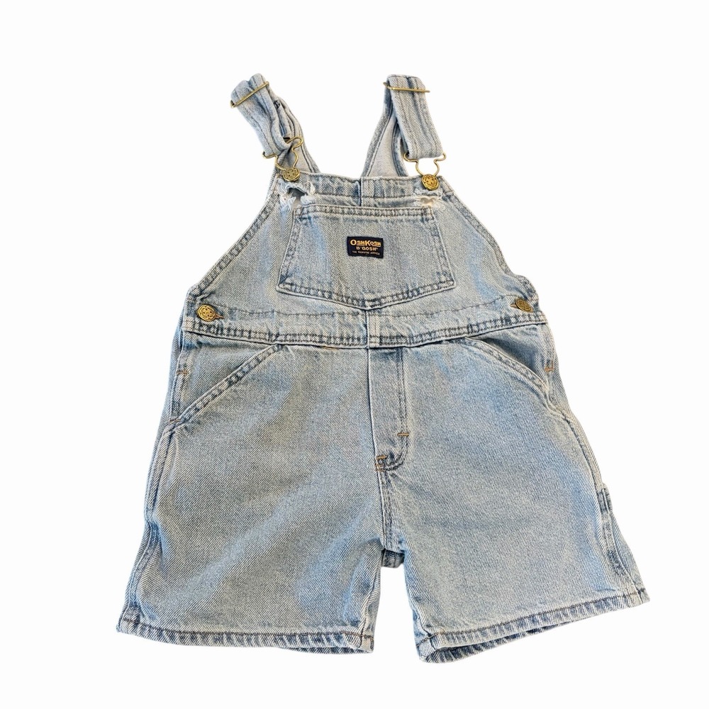 VTG OshKosh B'gosh Vestbak Overalls Shorts Denim Jean Carpenter Kids Size 6 FLAW